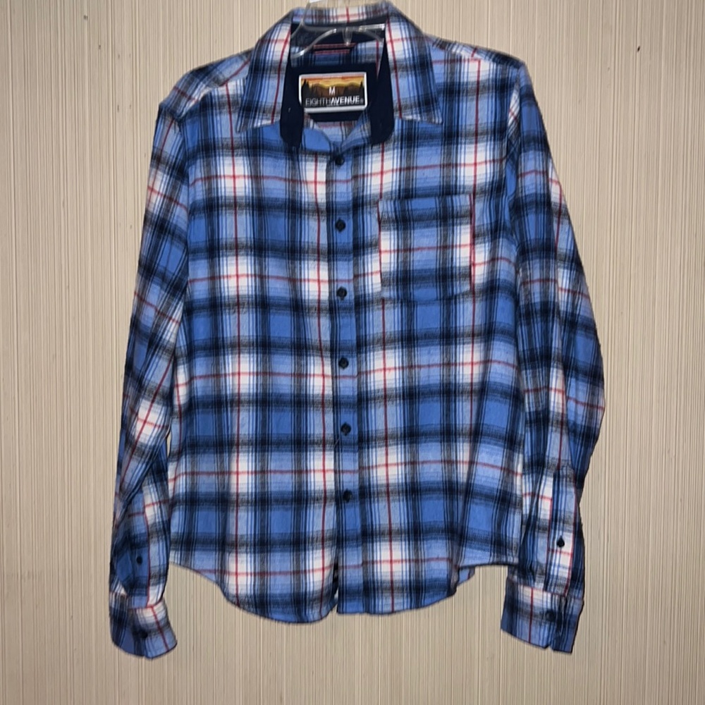 Medium Blue Red White flannel